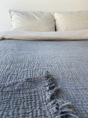 TRUYTOWEL %100 PAMUK 4 KATLI ANTRASİT GRİ YATAK ÖRTÜSÜ PİKE