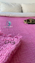 %100 PAMUKLU MÜSLİN PİKE BATTAL BOY 8 RENK 260x230 - FUSYA