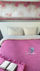 %100 PAMUKLU MÜSLİN PİKE BATTAL BOY 8 RENK 260x230 - FUSYA