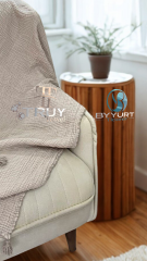 %100 PAMUK MÜSLİN TV BATTANİYESİ EKRU