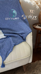%100 PAMUK TV ÜNİTESİ PETROL MAVİ