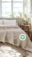 %100 PAMUK TEK KİŞİLİK MÜSLİN YORGAN EKRU