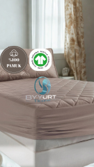 %100 PAMUK ÇİFT KİŞİLİK YATAK KORUYUCU AÇIK KAHVERENGİ