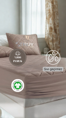 SIVI GEÇİRMEZ KAPİTONELİ TEK KİŞİLİK YATAK ALEZİ AÇIK KAHVERENGİ