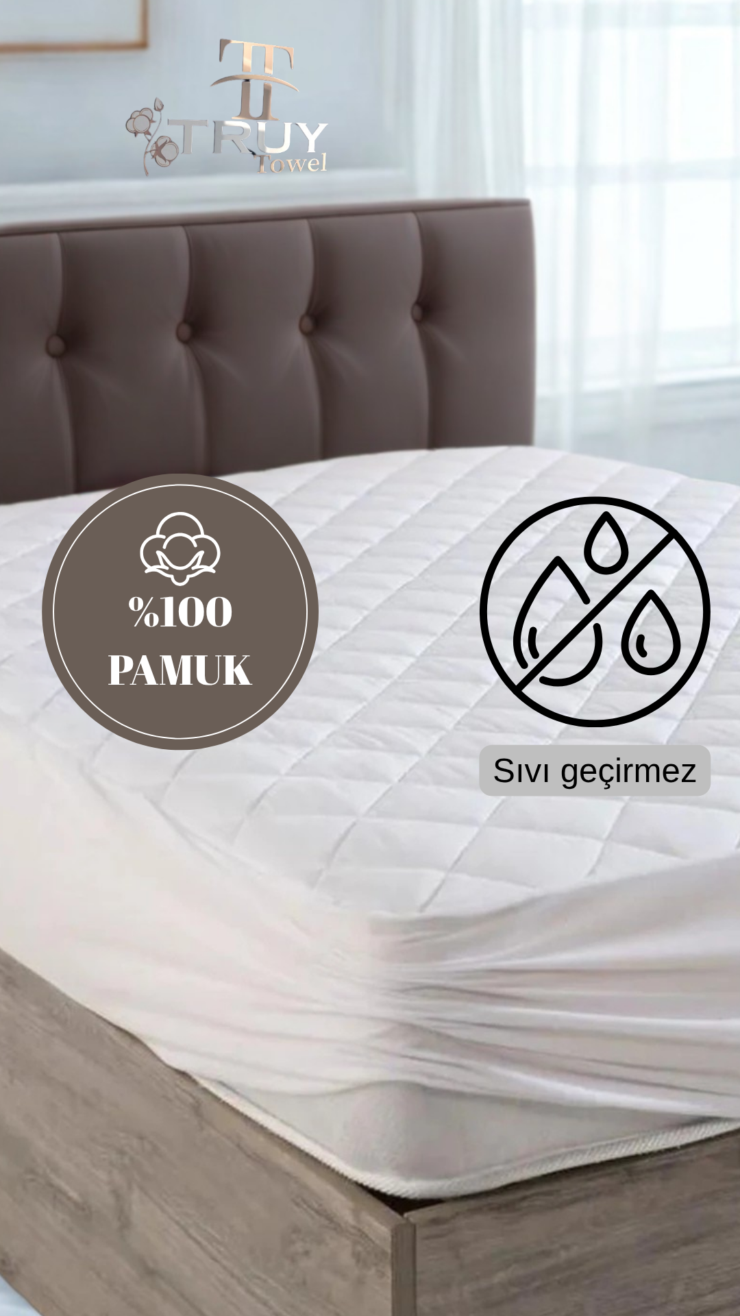 SIVI GEÇİRMEZ KAPİTONELİ TEK KİŞİLİK YATAK ALEZİ BEYAZ