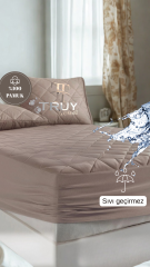 SIVI GEÇİRMEZ KAPİTONELİ ÇİFT KİŞİLİK YATAK ALEZİ AÇIK KAHVERENGİ