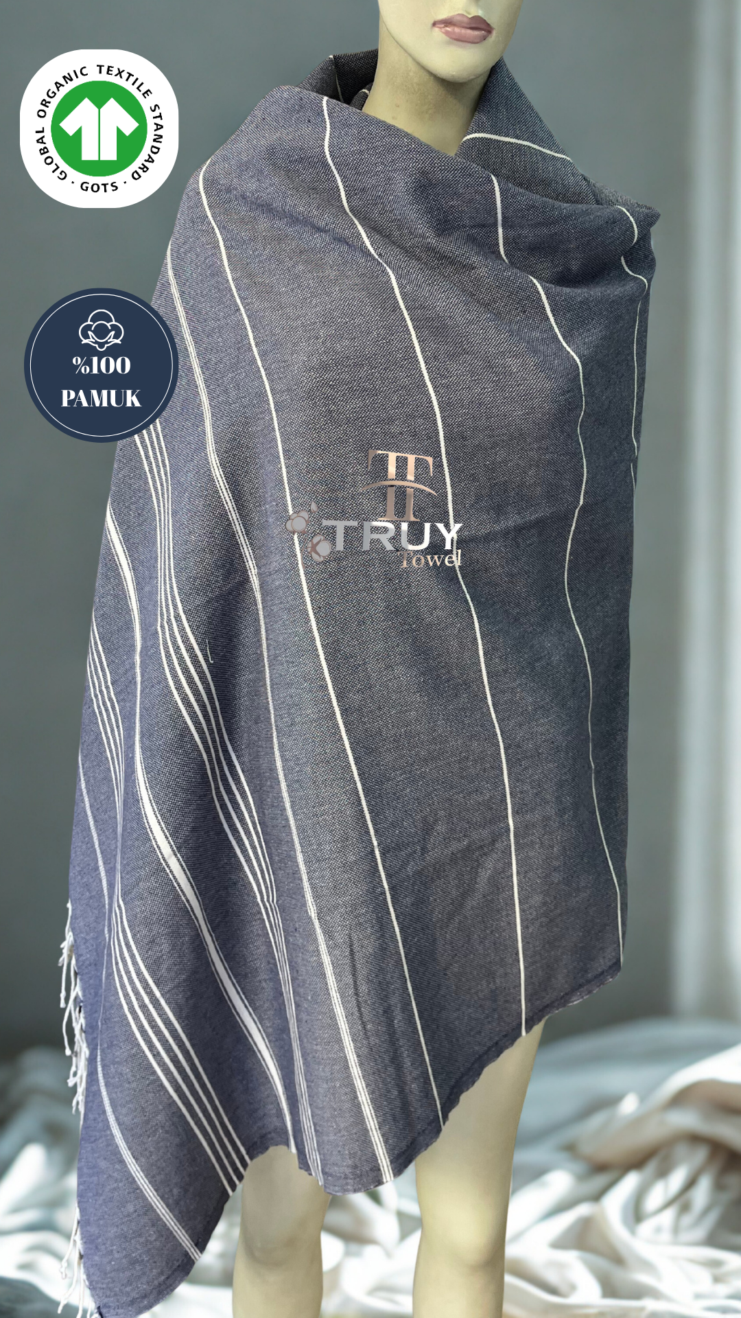 %100 PAMUK PEŞTEMAL LACİVERT