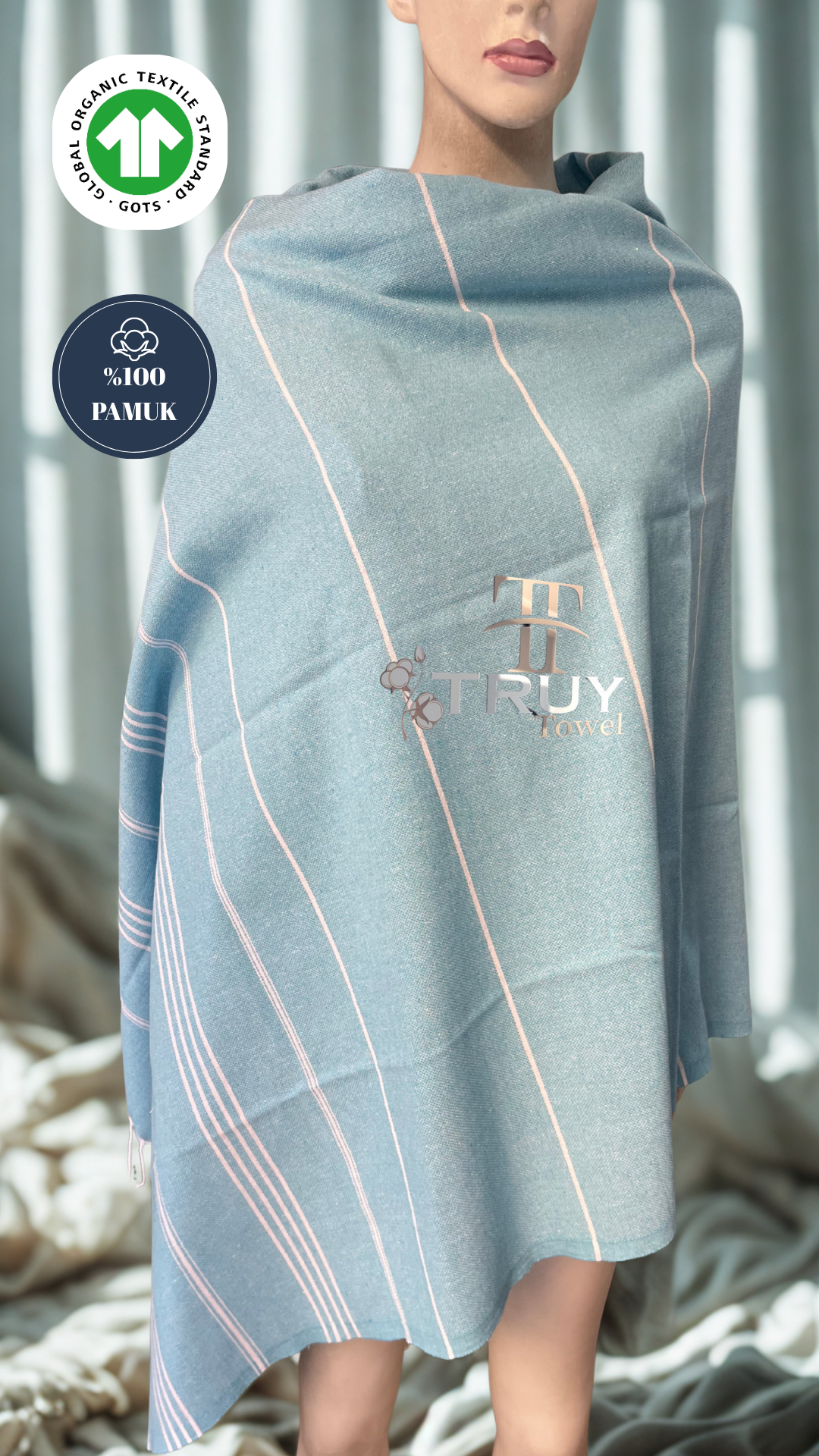 %100 PAMUK PEŞTEMAL AÇIK MAVİ